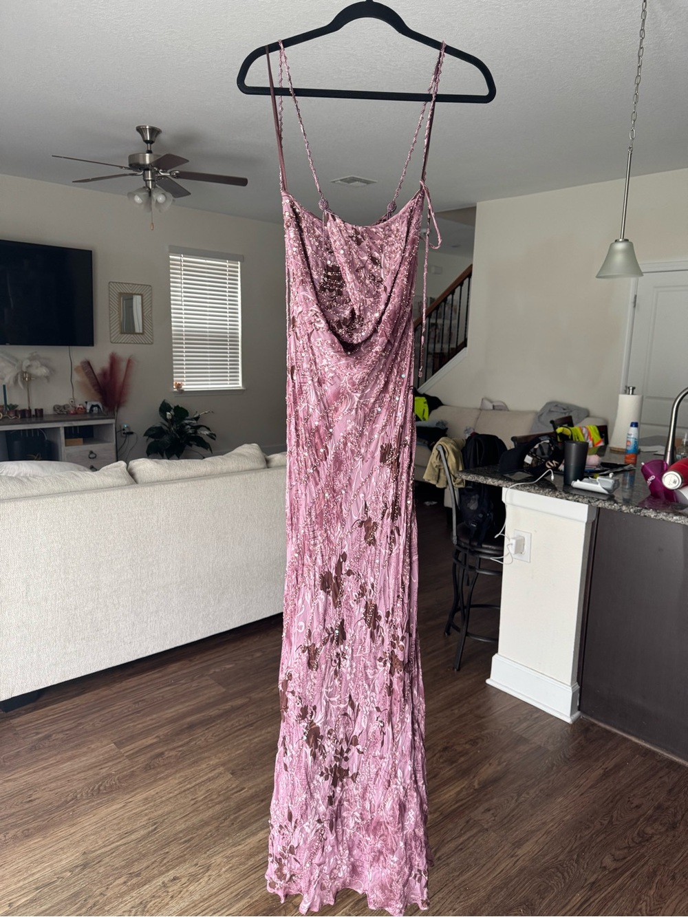 Sue Wong Purple Beaded Maxi Dress